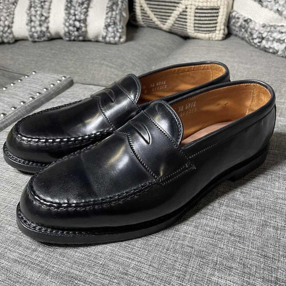 NEW ALLEN EDMONDS SHELL CORDOVAN PATRIOT Black Penny Loafers 10 3E EEE 4916